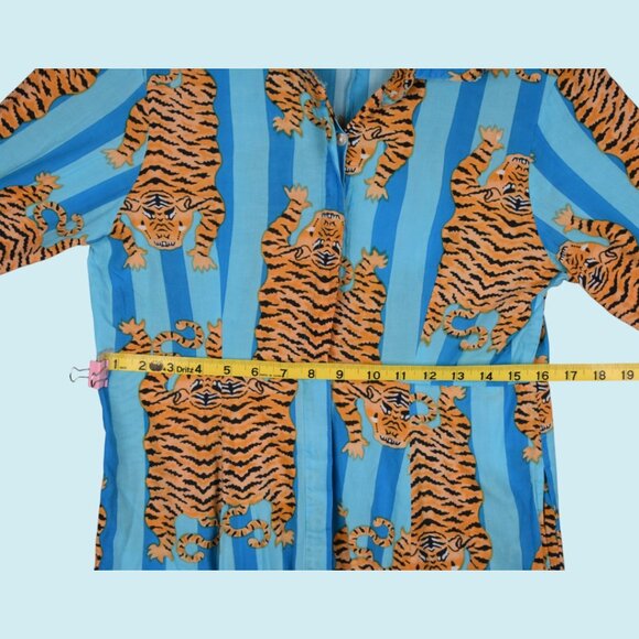Tuckernuck Guadalupe Dress Size Medium Blue Striped Luciana Tibet Tiger Maxi - Picture 11 of 15